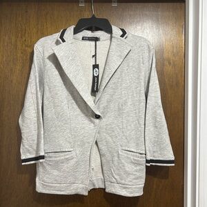 M/L Cropped Sleeve Gray Blazer with Black Trim